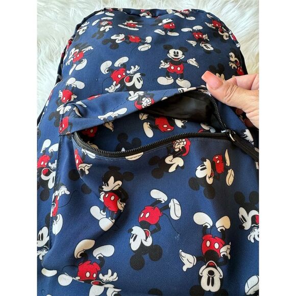 Disney Mickey Mouse Backpack Navy Blue All Over Print Travel Cruise School - Picture 3 of 11